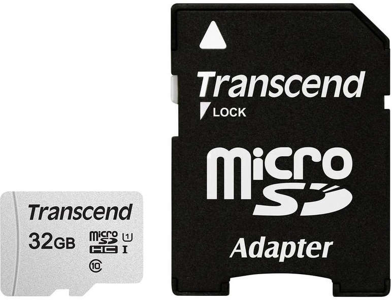 Transcend 300s 32GB MicroSD Uhs-1 U1 Class10 - Read 95mb/S - Write 45mb/S With Adaptor