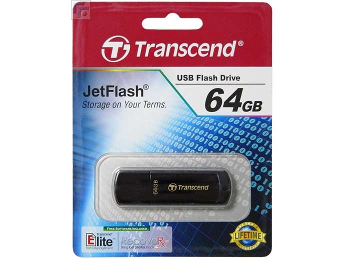 Transcend JetFlash 350 64GB USB 2.0 Piano Black