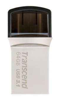 Transcend - 890 JetFlash 64GB USB-C &amp; USB 3.1 Flash Drive - Silver