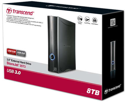 Transcend StoreJet 35T3 8TB USB 3.0 External Hard Drive
