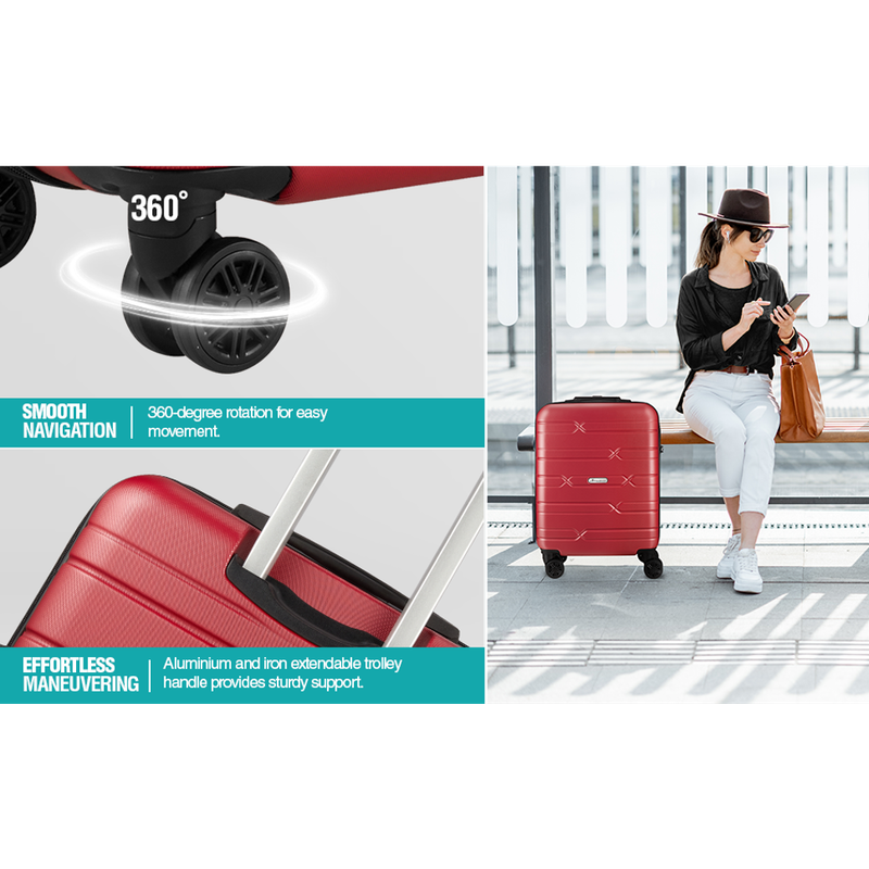 Travelwize Bondi ABS 4-Wheel Spinner 55cm Luggage Red