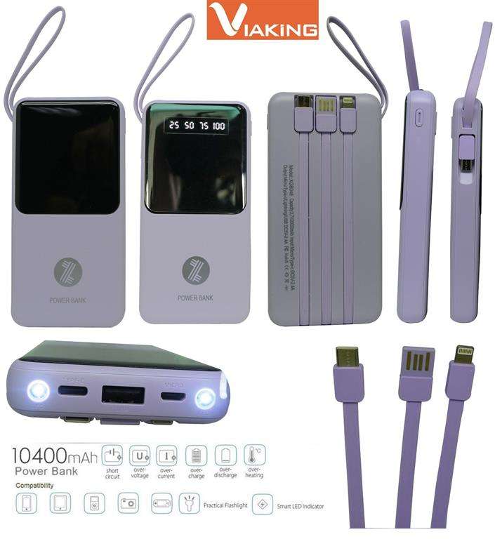 Viaking Power Bank 10000 mAh Capacity - VGPBK10AHPLE - Purple