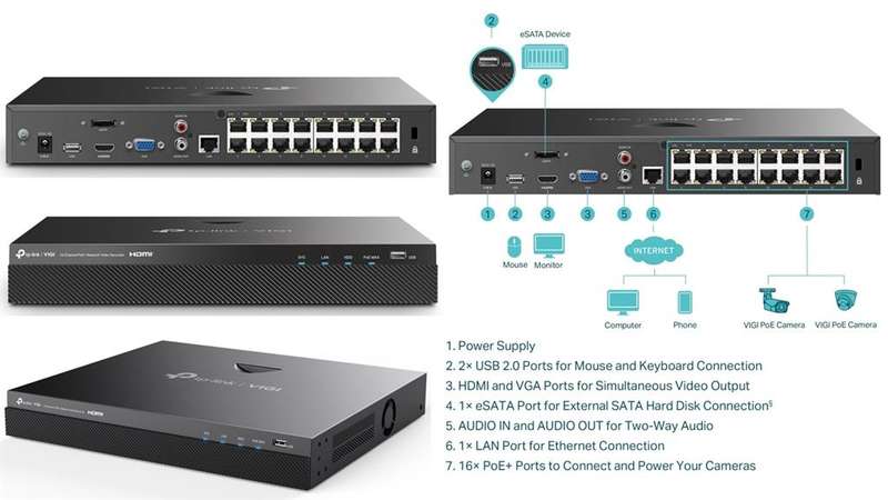 TP-Link VIGI 16 Channel Network Video Recorder - VIGI-NVR2016H-16P