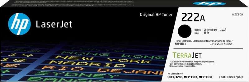 HP 222A Black Toner Cartridge 1300 Pages Original W2220A Single-pack