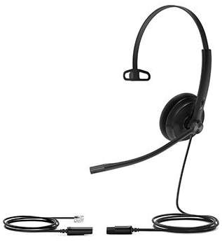 Yealink YHS34 mono headset with RJ-9 and letherette ear cushions