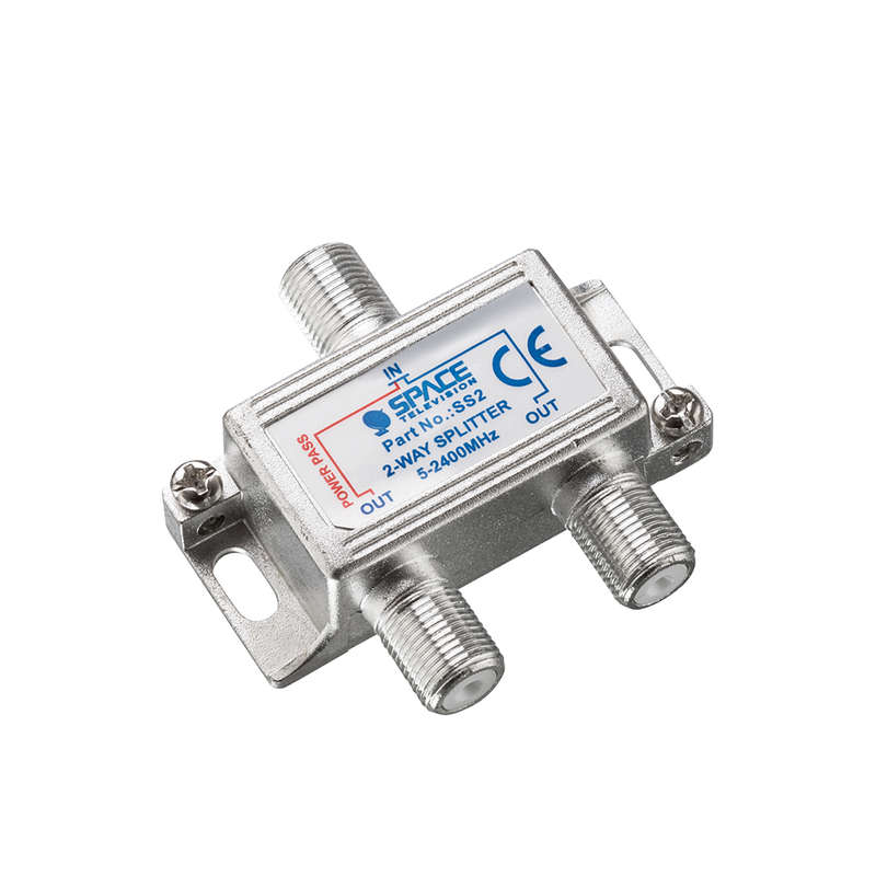 Space TV 2-Way F Type TV Signal Splitter for Satellite or Terrestrial