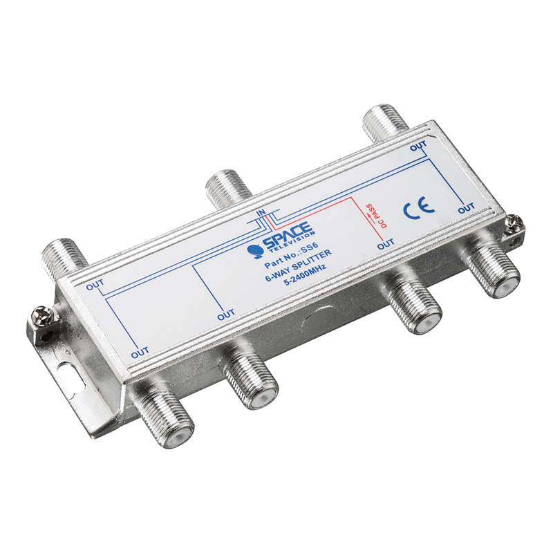 Space TV 6 way F Type TV Signal Splitter for Satellite or Terrestrial