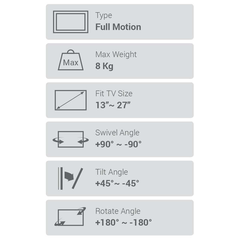 Space TV Adjustable Single Monitor Desktop Mount for 13"-27" Monitors
