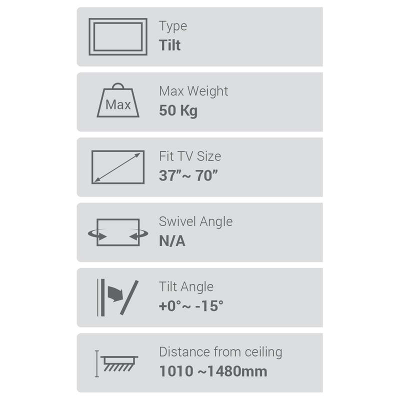 Space TV Telescopic Ceiling Mount TV Bracket with tilt for 37"- 70" TV's
