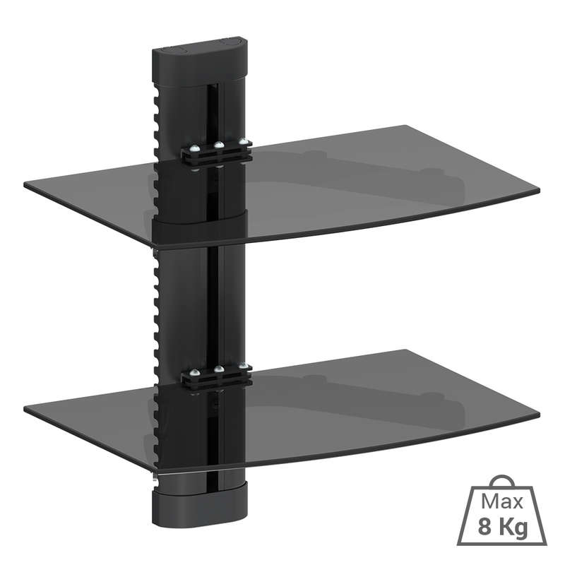 Space TV Smoked Glass Double Shelf Bracket for DVD AV & DSTV Components
