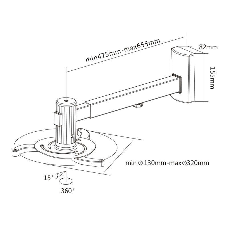 Space TV Universal Aluminium Projector Bracket, Wall Mount - Samsung, LG