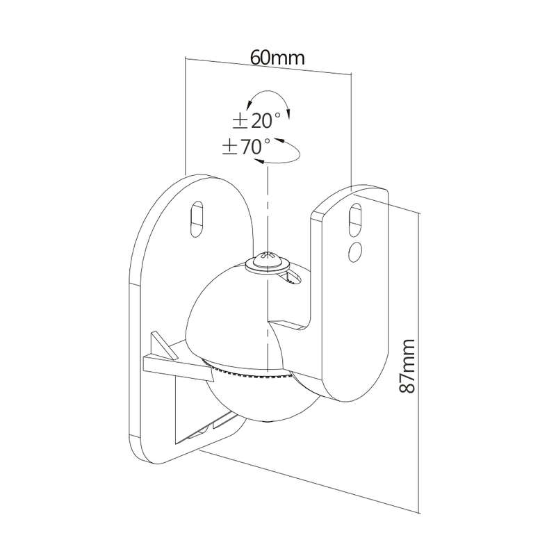 Space TV Fixed Swivel & Tilt Speaker Brackets, Wall Mount - Set of 2