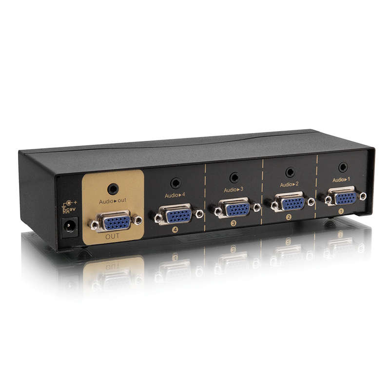 4CH VGA Switcher. Supports max 4 different VGA signal shifts, and display in one VGA screen.