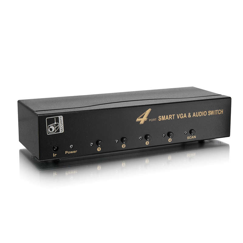 4CH VGA Switcher. Supports max 4 different VGA signal shifts, and display in one VGA screen.