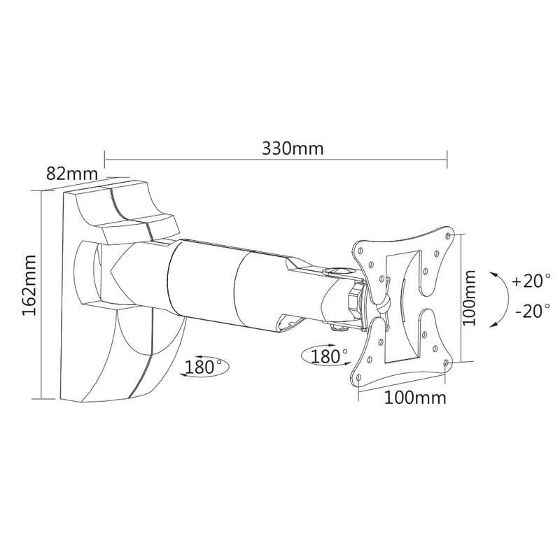Space TV Extension TV Bracket with Swivel & Tilt for 13-27" TV's & Monitors