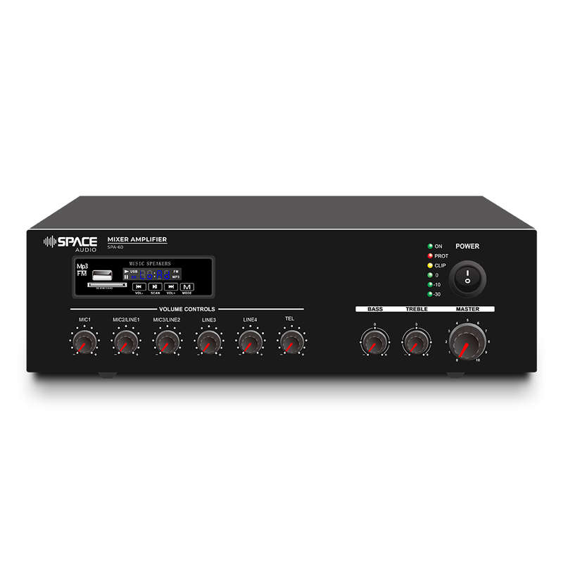 SpaceAudio Mixer Amplifier with MP3/FM/BT - 60W (SPA-60)