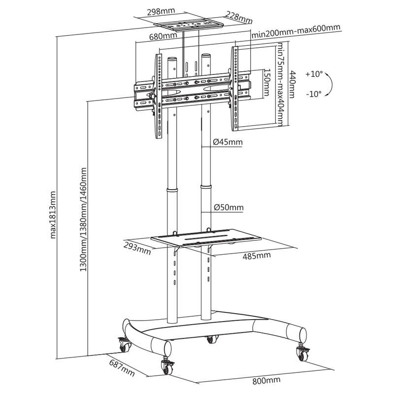 Space TV Mobile TV / AV Presentation Station with Tilt & Height Adjustment