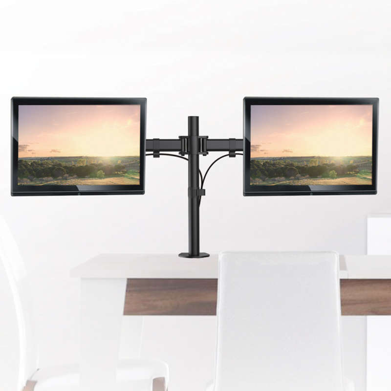 Space TV Adjustable Dual Monitor Desktop Mount for 13"-27" Monitors