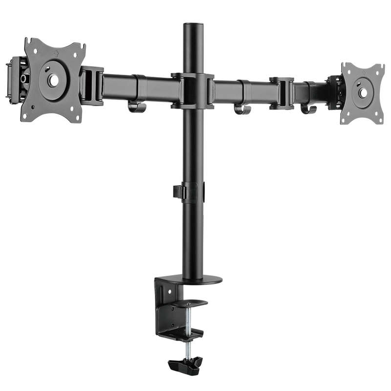 Space TV Adjustable Dual Monitor Desktop Mount for 13"-27" Monitors