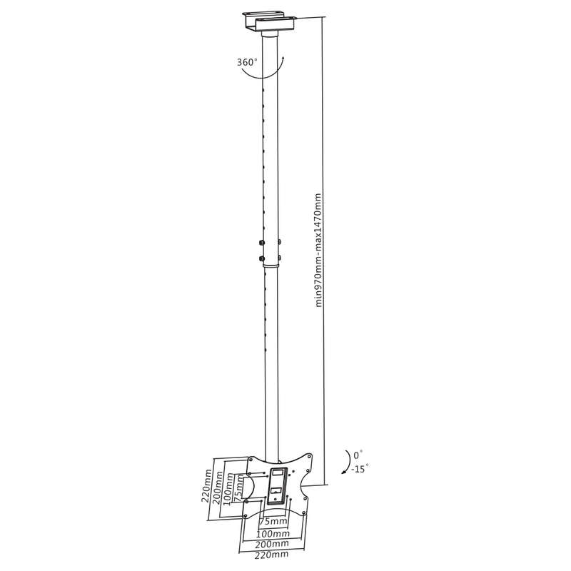 Space TV Tilting & Rotating Ceiling Mount TV Bracket - 23"-42"