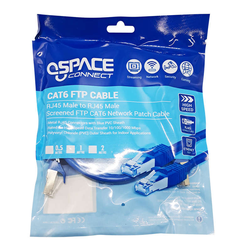 Space TV CAT6 FTP Network Patch Cable Blue PVC 2m
