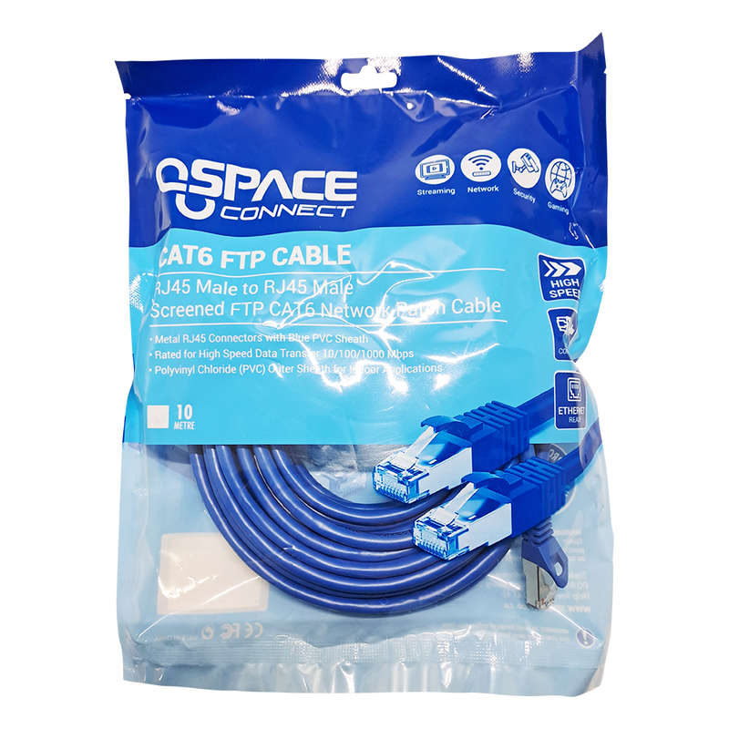 Space TV Connect CAT6 FTP Network Patch Cable Blue PVC 10m