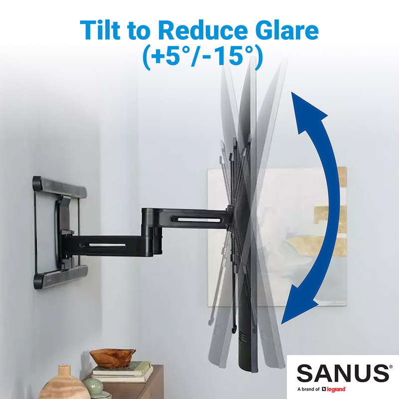 SANUS Full-Motion 4D + Shift TV Wall Mount Bracket for 42 -90 TVs