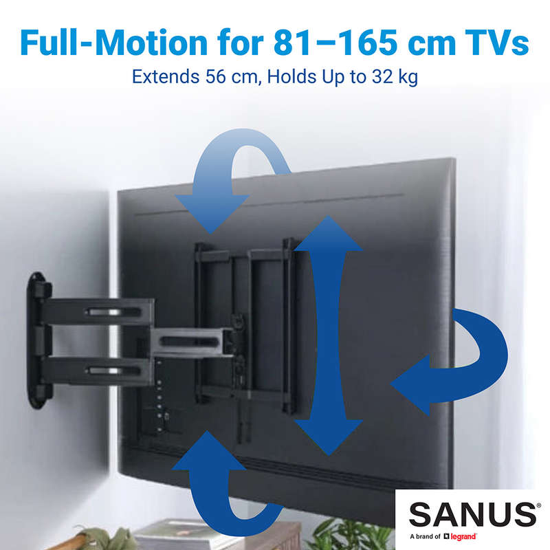 SANUS Advanced Full-Motion 4D + Shift TV Wall Mount Bracket for 32-65 TVs
