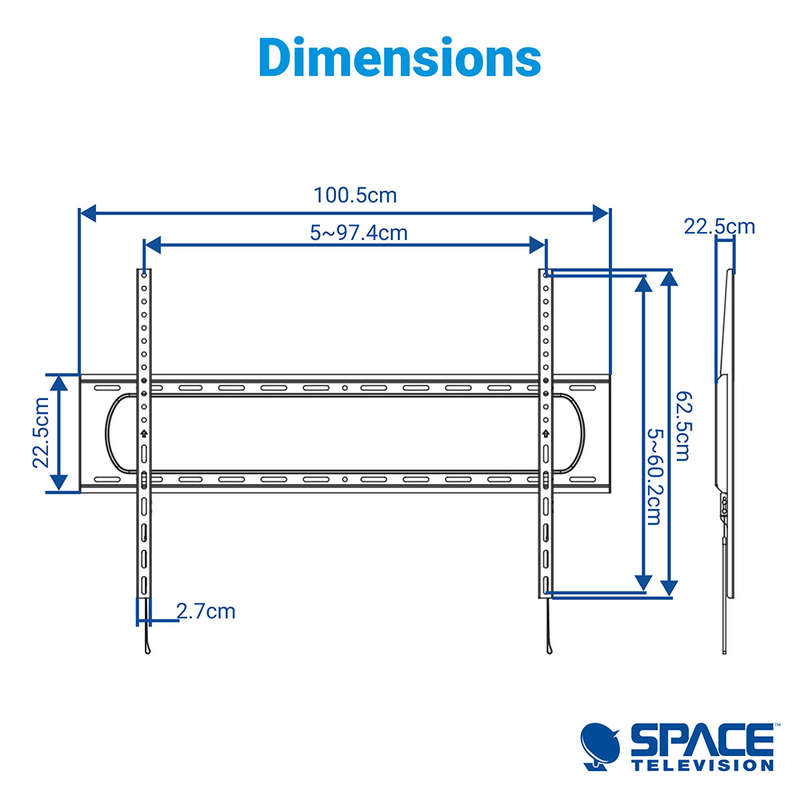 Space TV Heavy Duty Fixed TV Wall Mount Bracket for 60" to 120" TVs
