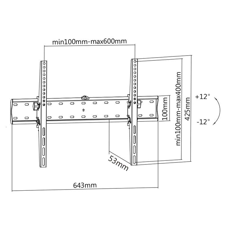 Space TV Sleek Profile Tilting Wall Mount TV Bracket for 37-70'' TVs