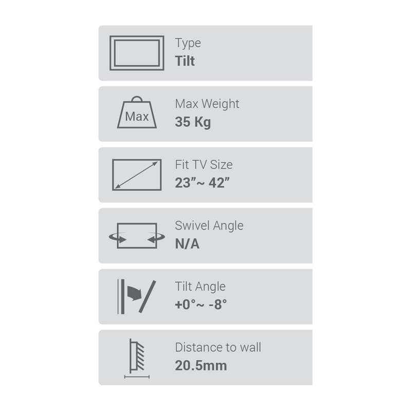 Space TV Tilting Wall Mount TV Bracket for 23"-42" LED & LCD TV's & Monitors