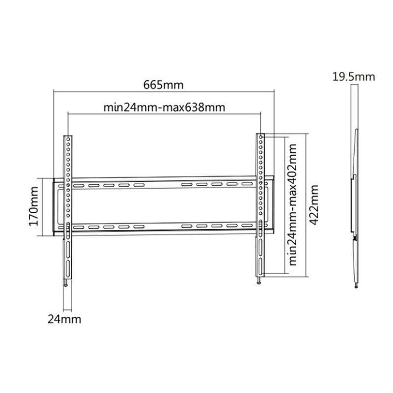 Space TV Sleek Fixed Wall Mount TV Bracket for 37-70'' TVs - Double Pack