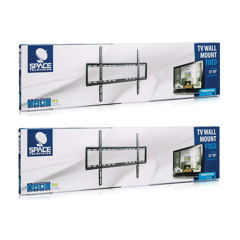 Space TV Sleek Fixed Wall Mount TV Bracket for 37-70'' TVs - Double Pack