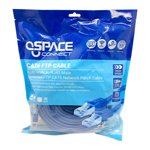 Space Connect CAT6 FTP Network Patch Cable Blue PVC 20m