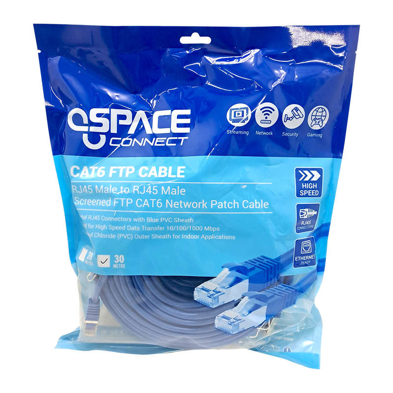 Space Connect CAT6 FTP Network Patch Cable Blue PVC 30m
