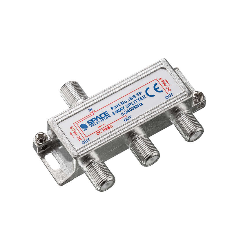 Space TV 3 Way F Type TV Satellite Signal Splitter - DC all legs