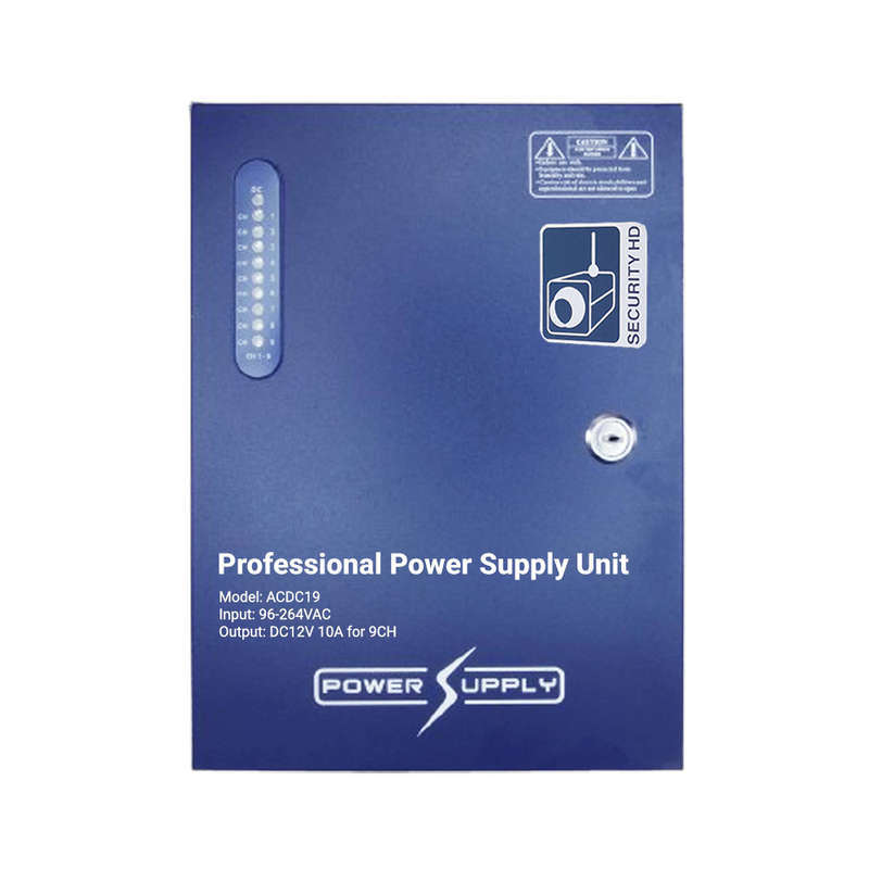 Space TV 9 Way Regulated Box Type CCTV Power Supply, 12V 10A, LOA approved