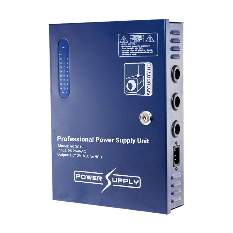 Space TV 9 Way Regulated Box Type CCTV Power Supply, 12V 10A, LOA approved