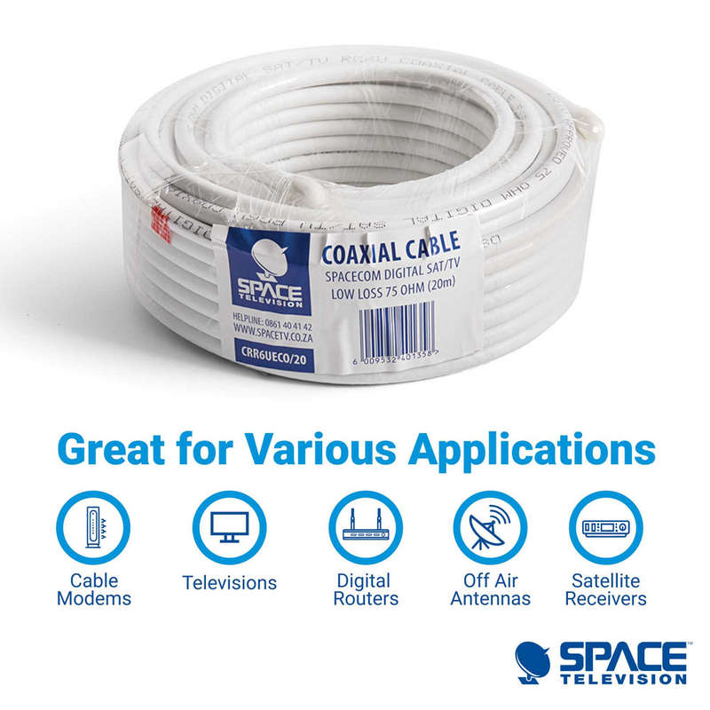 Spacecom RG6U CSS Coax Cable White 20m - CRG6UECO/20M