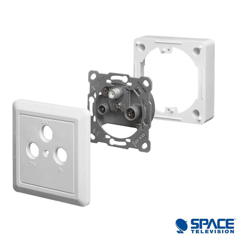 Space TV SAT-TV-FM 2×2 End Wall Outlet Socket 1dB (5-2400Mhz)