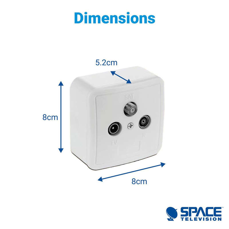 Space TV SAT-TV-FM 2×2 End Wall Outlet Socket 1dB (5-2400Mhz)