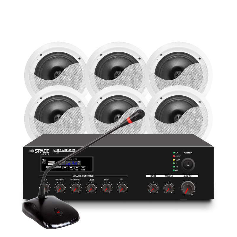 SpaceAudio 60W Mixer Amplifier Combo - PA-KIT4