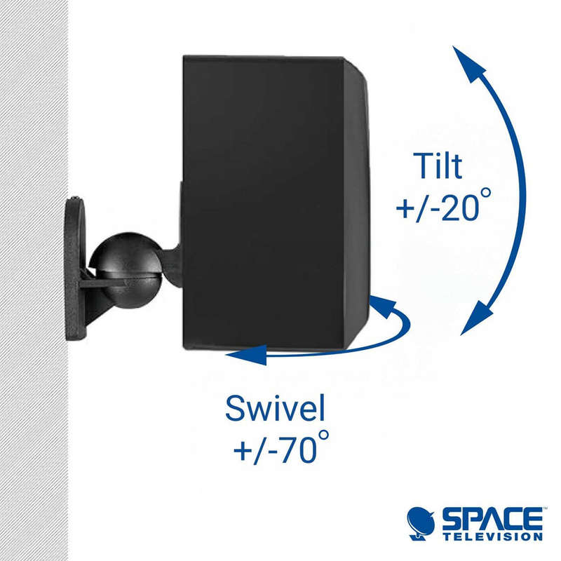 Space TV Fixed Swivel & Tilt Speaker Brackets, Wall Mount - Set of 2