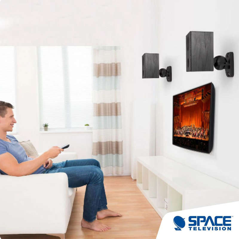 Space TV Fixed Swivel & Tilt Speaker Brackets, Wall Mount - Set of 2