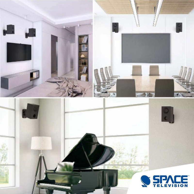 Space TV Fixed Swivel & Tilt Speaker Brackets, Wall Mount - Set of 2