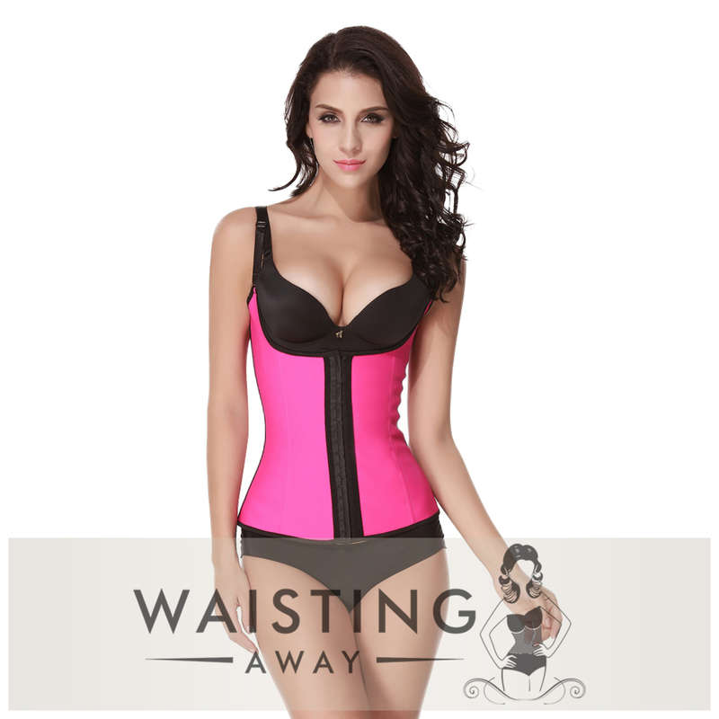 Pink 5 Steel Bone Over Shoulder Latex Trainer-Dress Size 34 / 10 / L