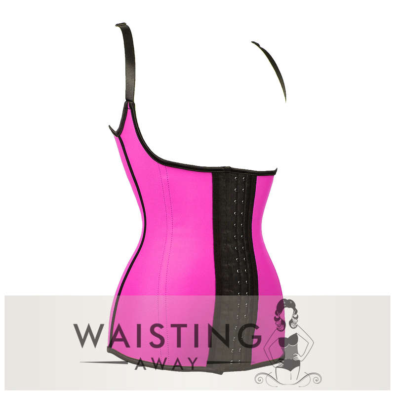 Pink 5 Steel Bone Over Shoulder Latex Trainer-Dress Size 34 / 10 / L