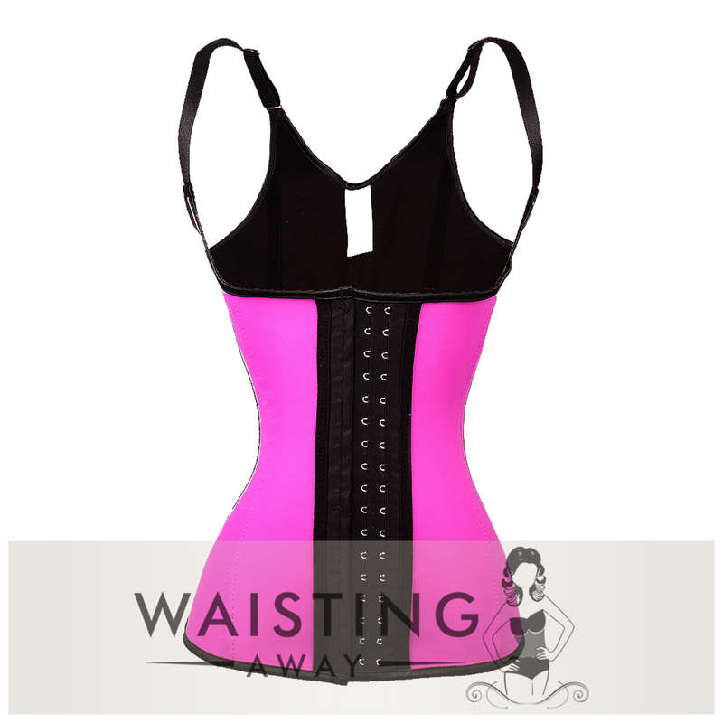 Pink 5 Steel Bone Over Shoulder Latex Trainer-Dress Size 34 / 10 / L