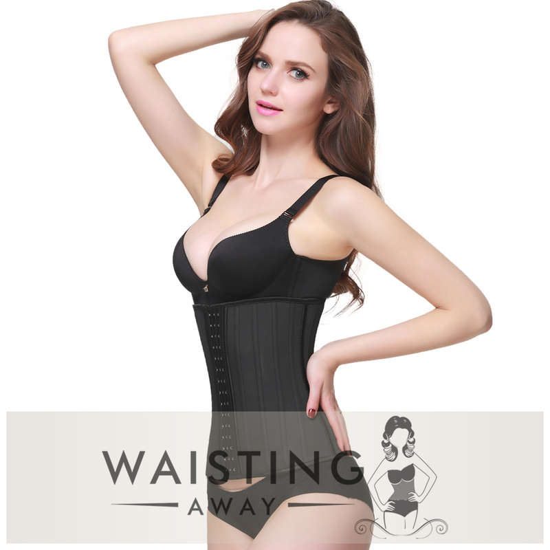 Black 25 Steel Bone Latex Waist Trainer Corset