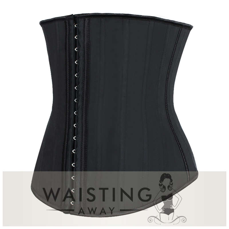 Black 25 Steel Bone Latex Waist Trainer Corset